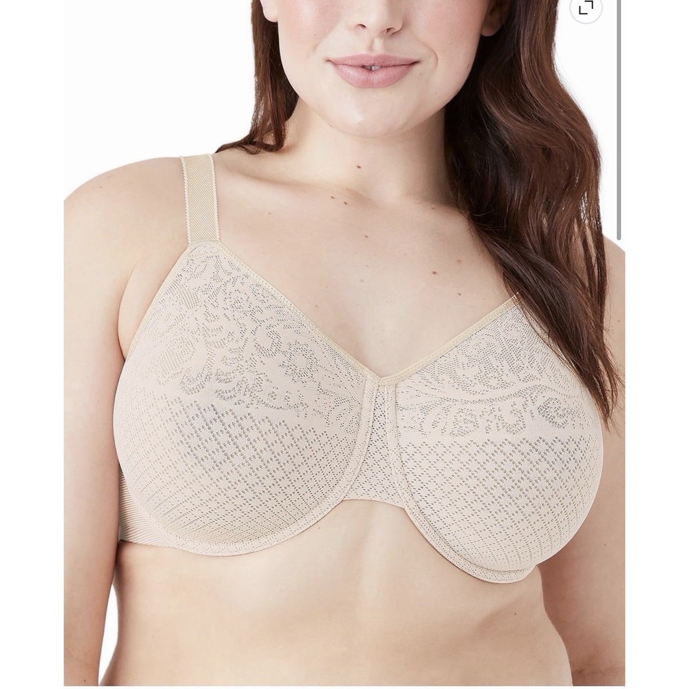 Wacoal 857210 Visual Effects Minimizer Bra 38G Beige Nude Seamless Lace Comfort